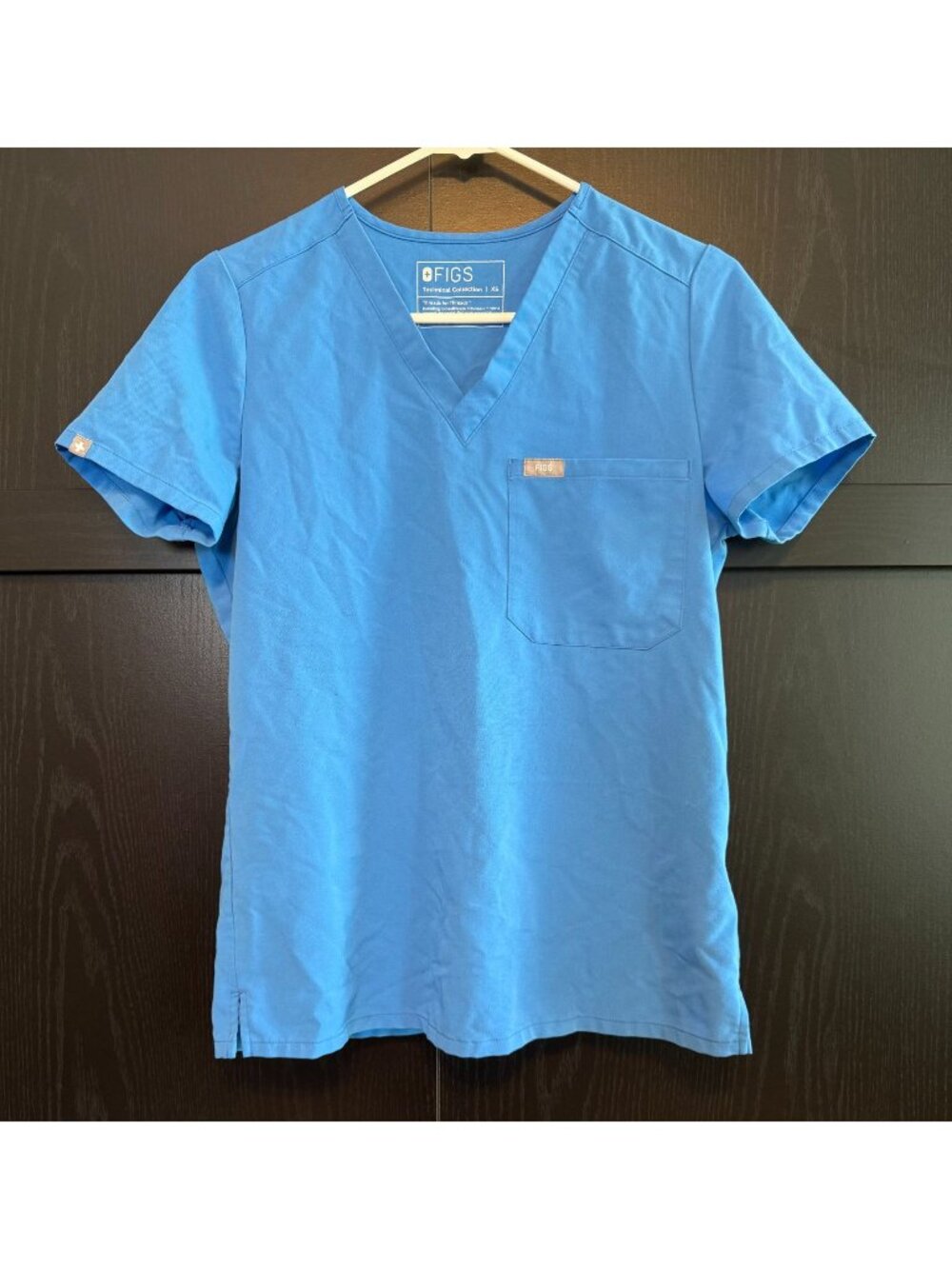 Figs Women's Technical Catarina Scrub Top XS Blue Short Sleeve Nursing